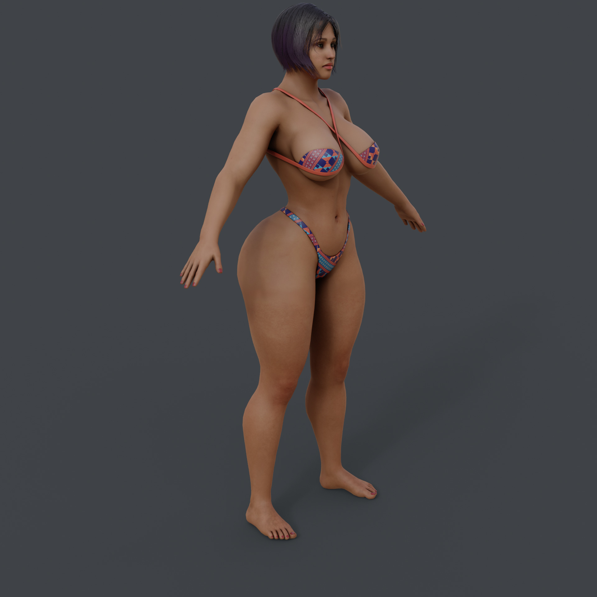 strong Lady Low-poly 3D model_9