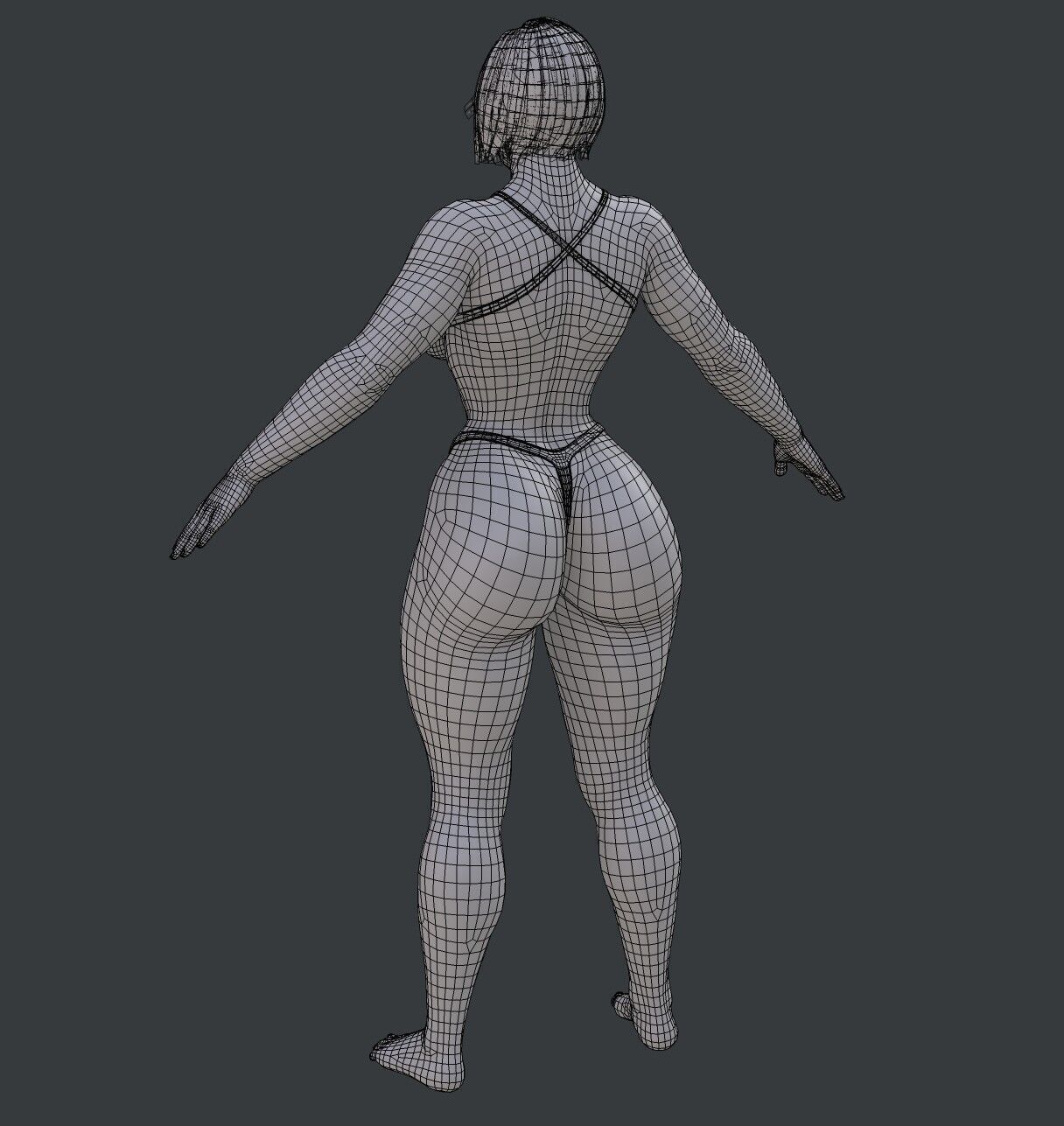 strong Lady Low-poly 3D model_7