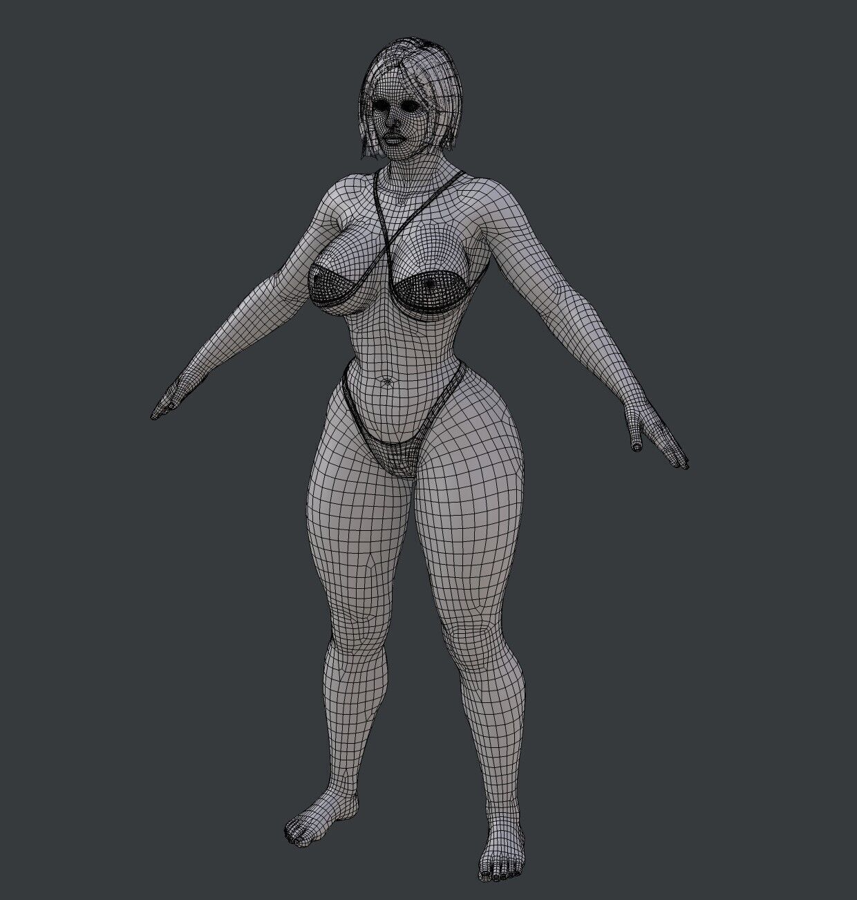 strong Lady Low-poly 3D model_2