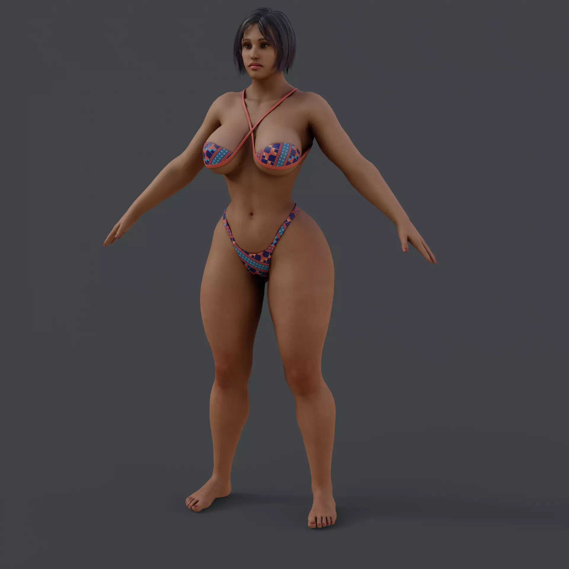 strong Lady Low-poly 3D model_0