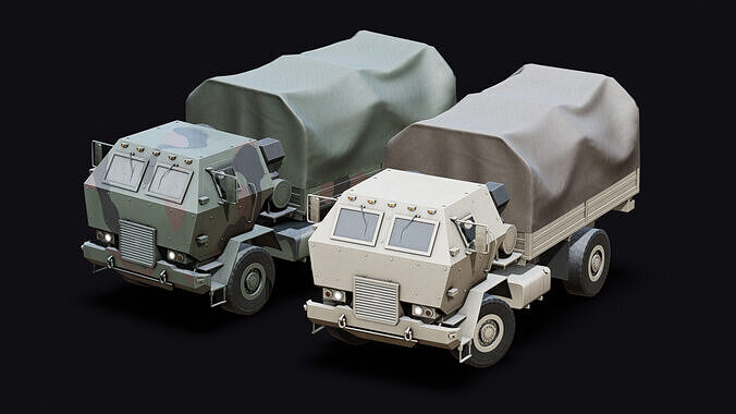 Military 4x4 Light Supply Truck Low-poly 3D model