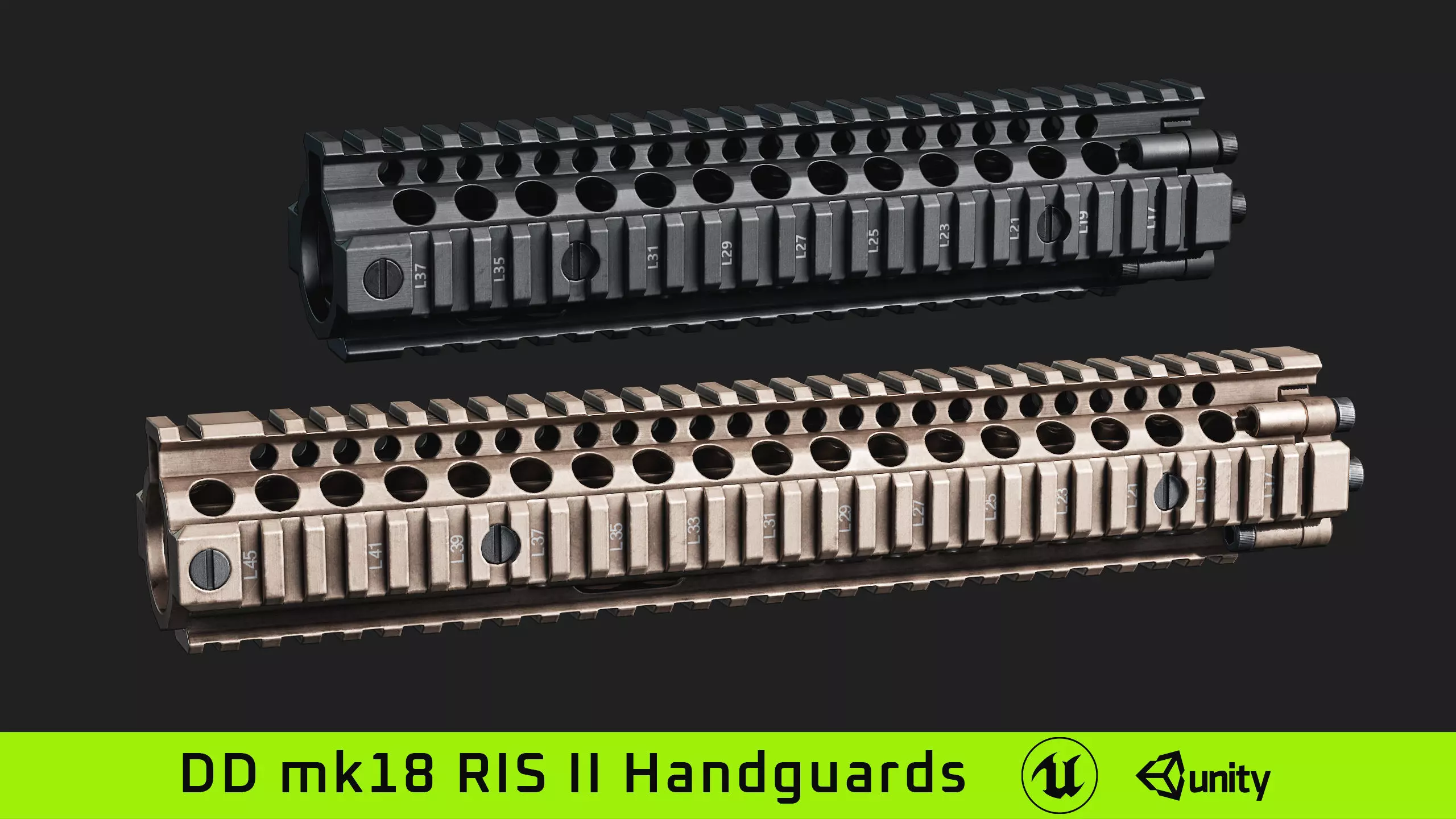 Daniel Defence mk18 RIS II Handguard Low-poly 3D model