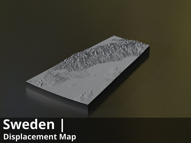 Sweden FBX 3D printable mesh and Displacement 10k Maps Texture