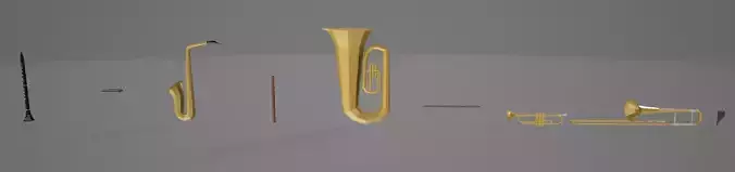 Wind Instruments Low-Poly