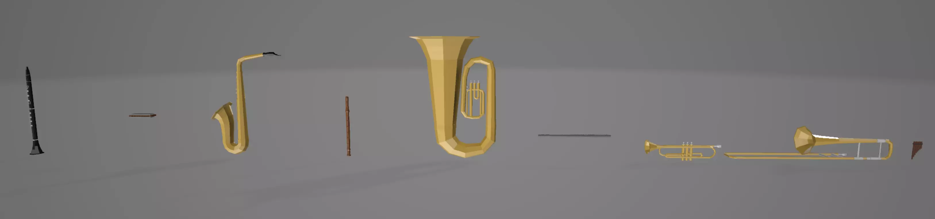Wind Instruments Low-Poly Low-poly 3D model_0