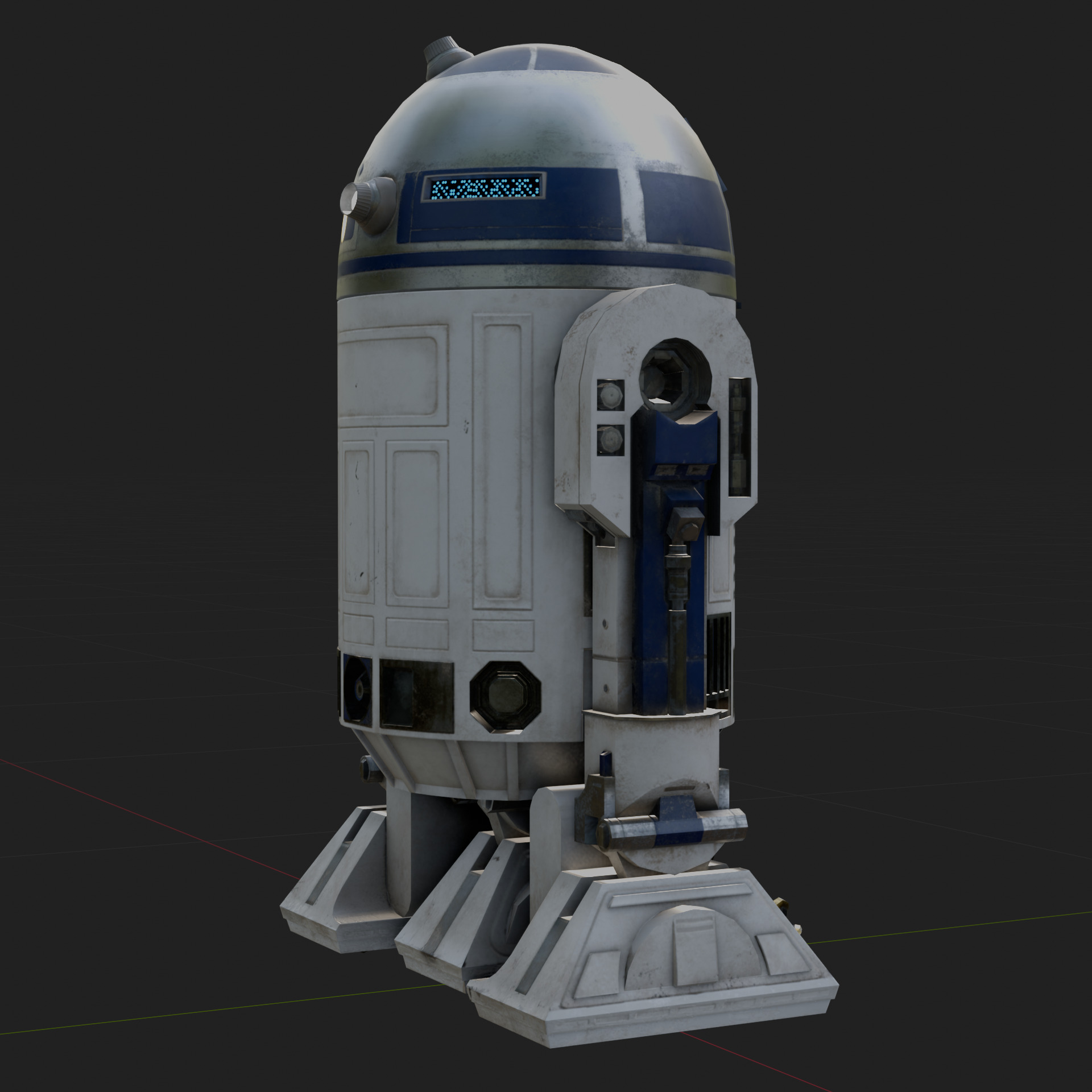 R2 D2 Star Wars 3D Model Rigged PBR Blender FBX OBJ Low-poly 3D model_2