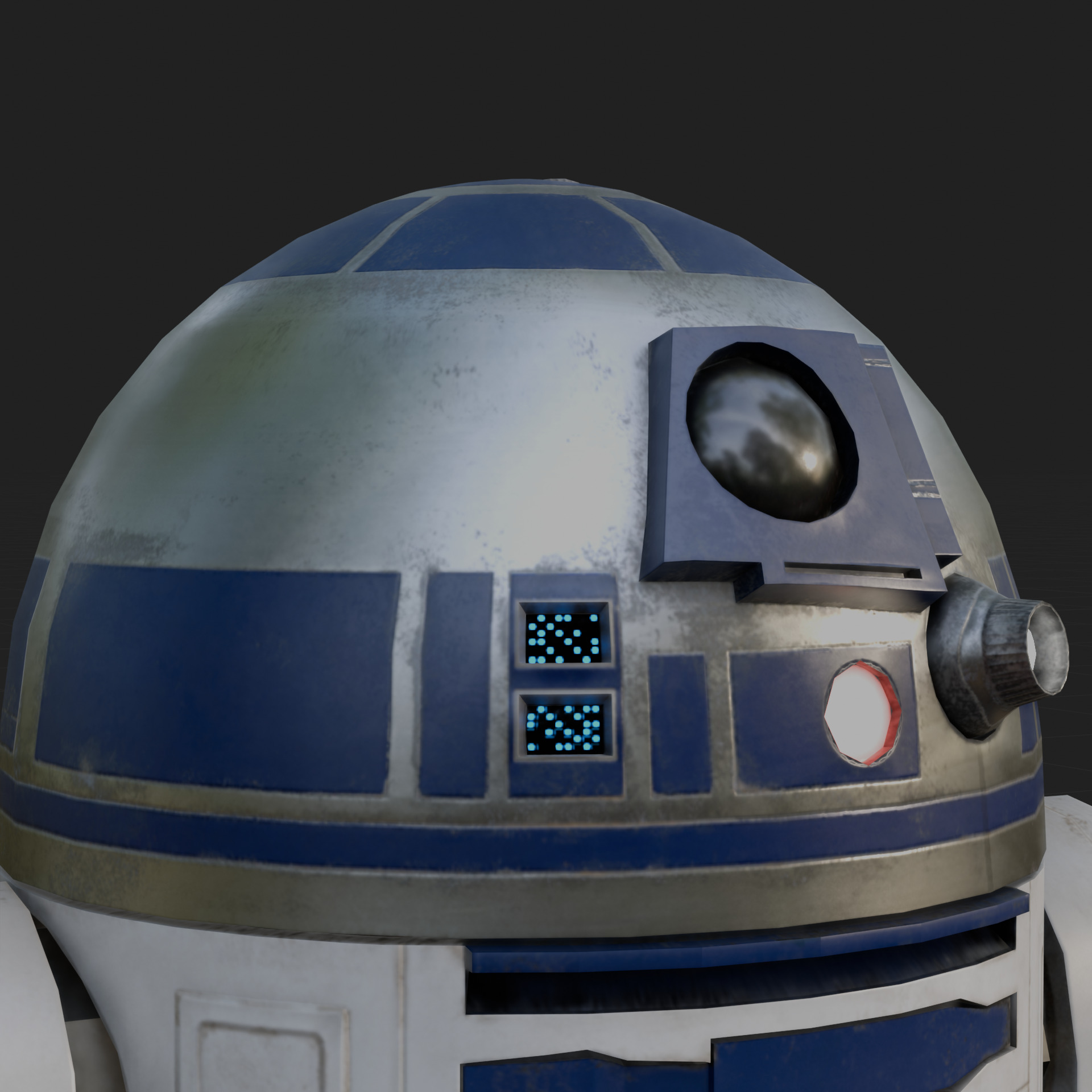 R2 D2 Star Wars 3D Model Rigged PBR Blender FBX OBJ Low-poly 3D model_3