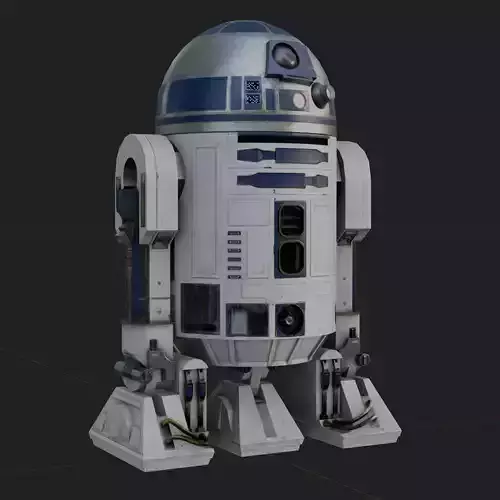 R2 D2 Star Wars 3D Model Rigged PBR Blender FBX OBJ Low-poly 3D model