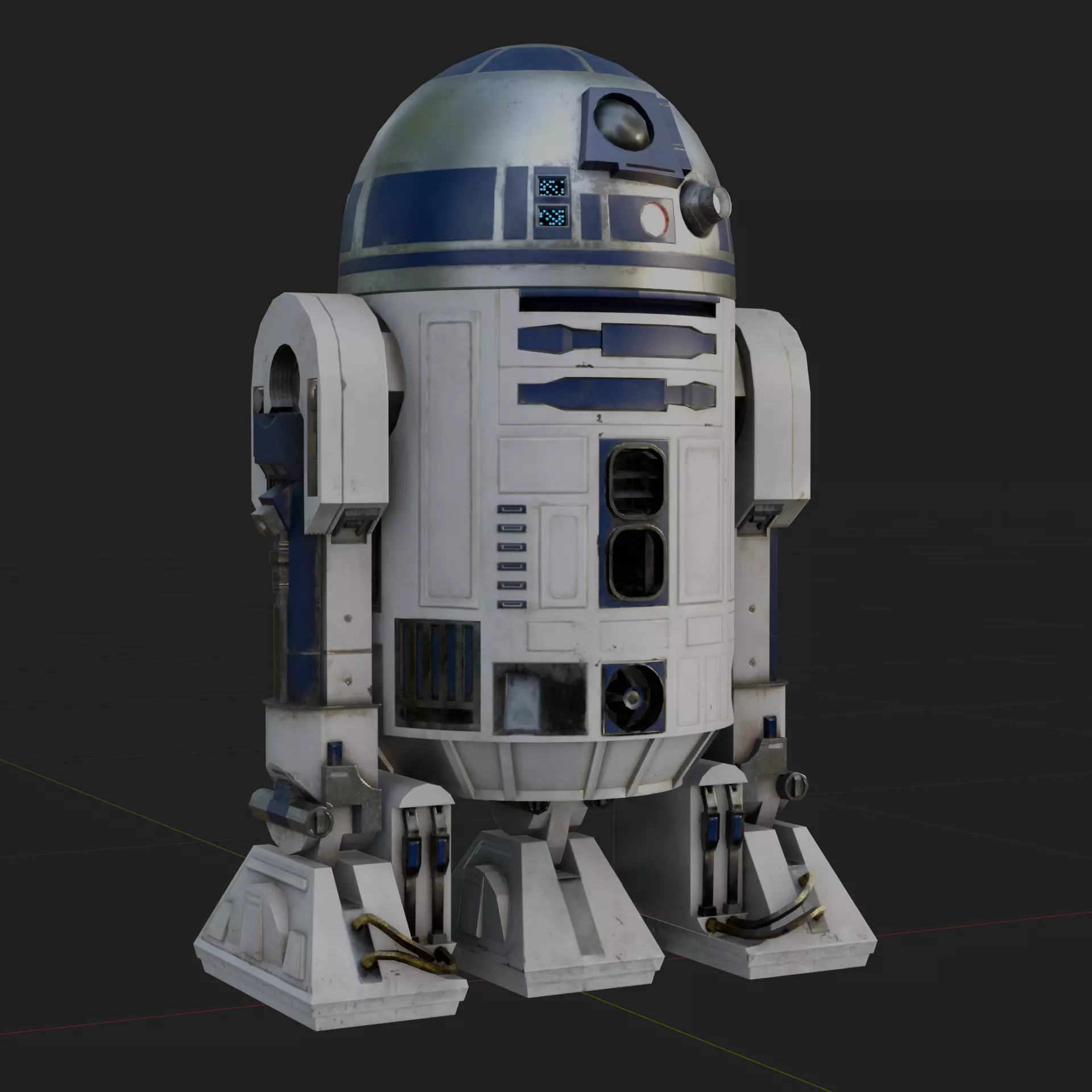 R2 D2 Star Wars 3D Model Rigged PBR Blender FBX OBJ Low-poly 3D model_0