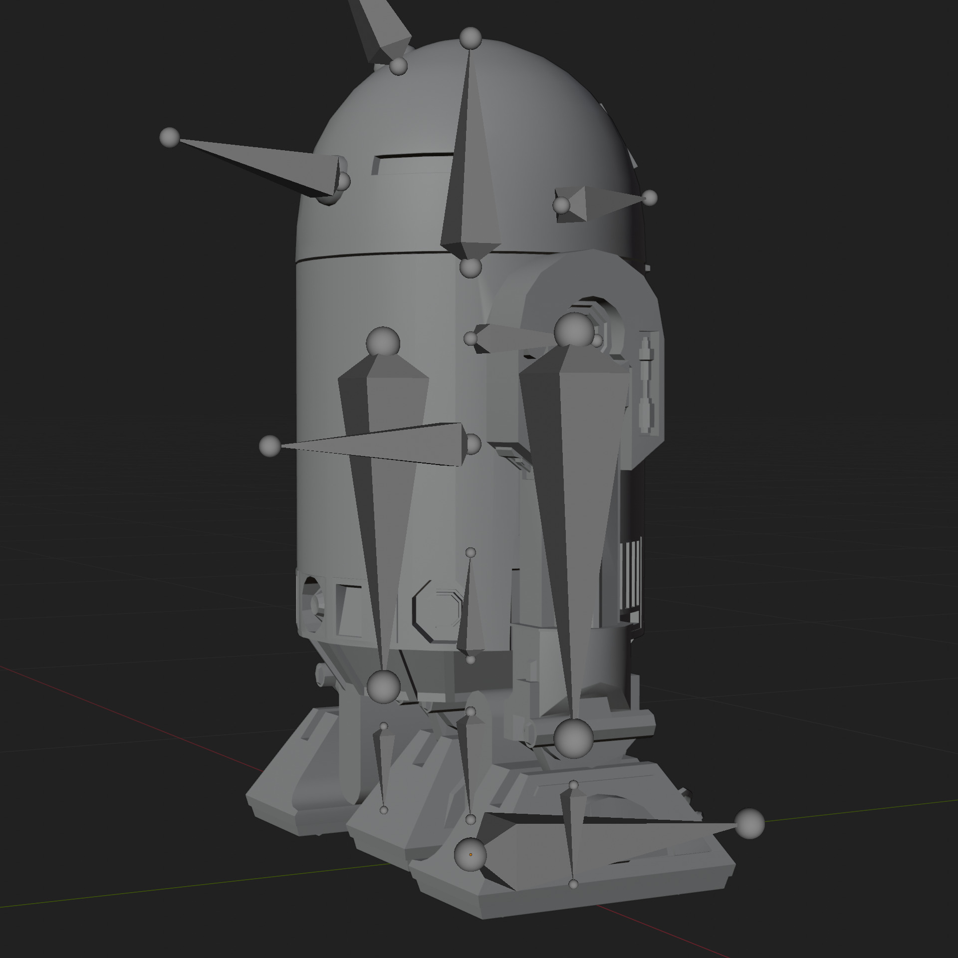 R2 D2 Star Wars 3D Model Rigged PBR Blender FBX OBJ Low-poly 3D model_8