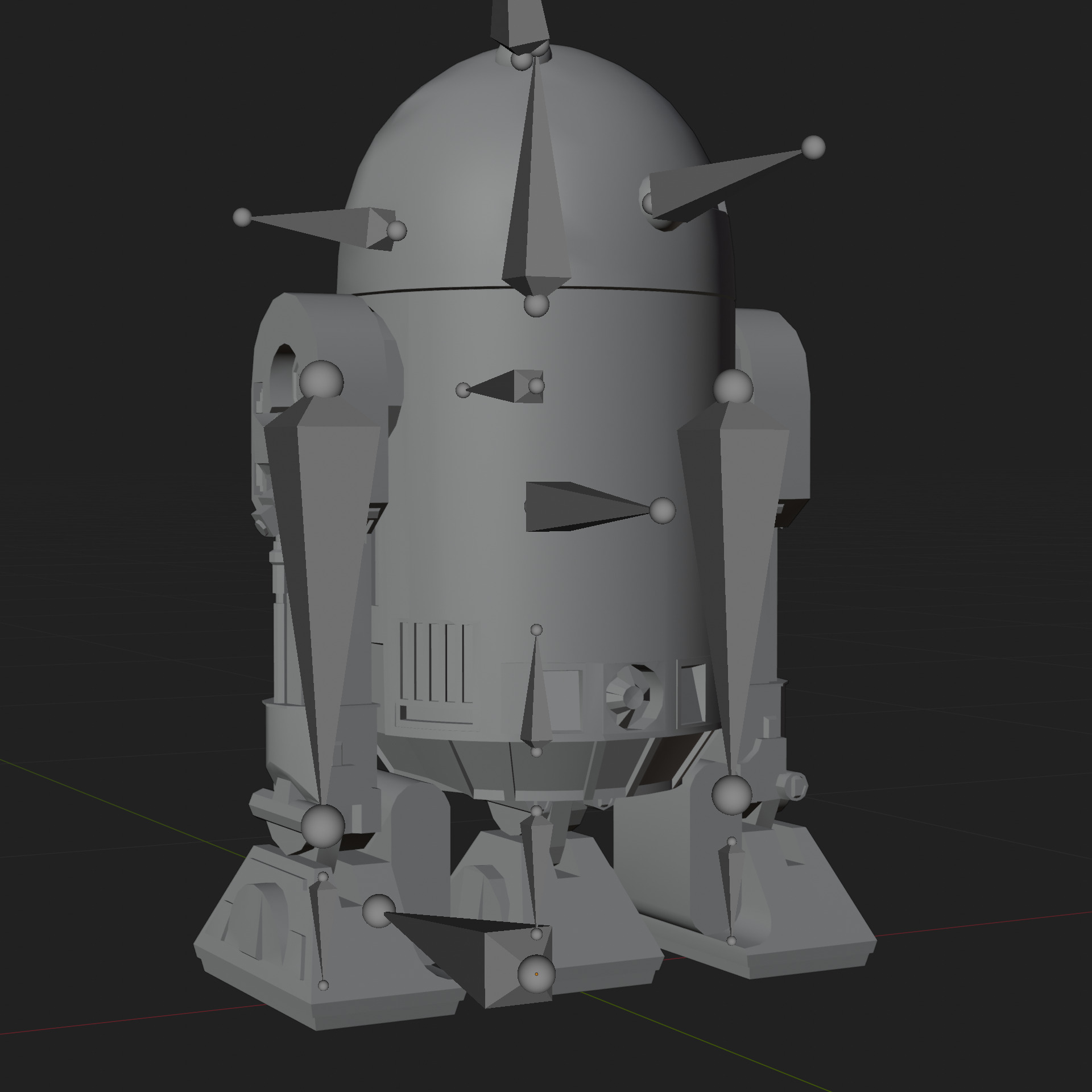R2 D2 Star Wars 3D Model Rigged PBR Blender FBX OBJ Low-poly 3D model_7
