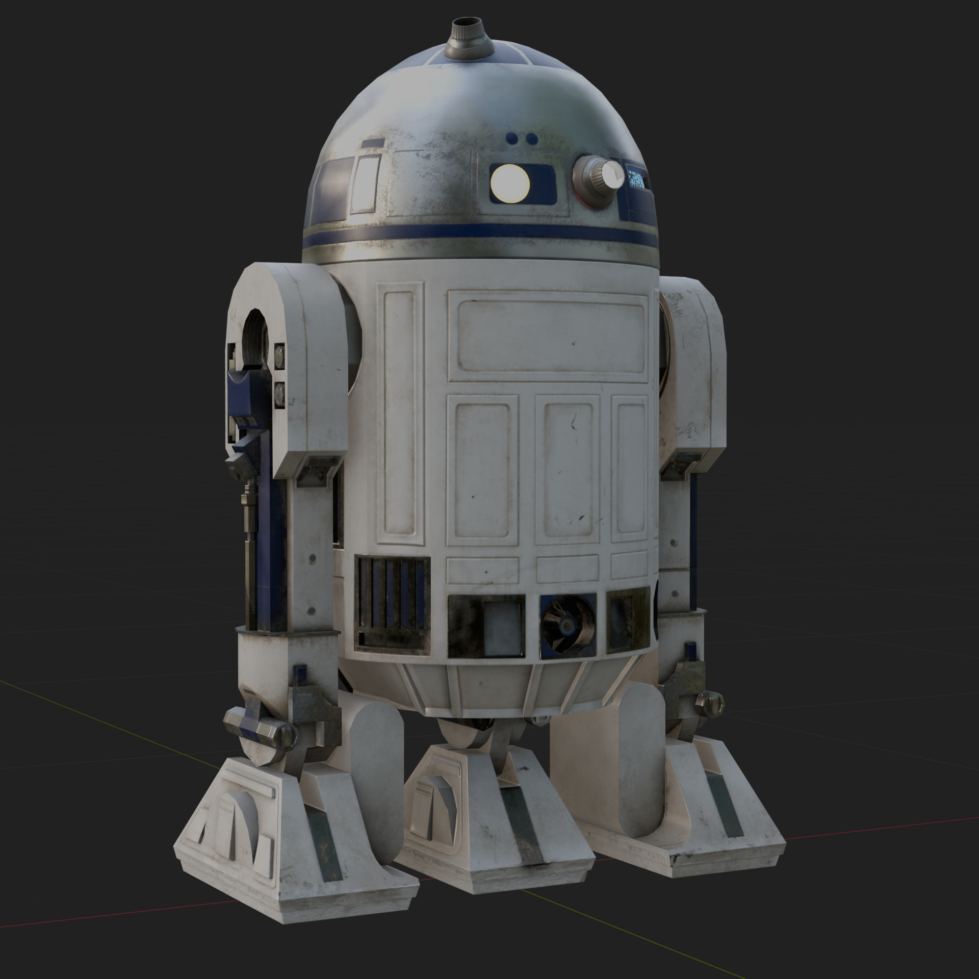 R2 D2 Star Wars 3D Model Rigged PBR Blender FBX OBJ Low-poly 3D model_1