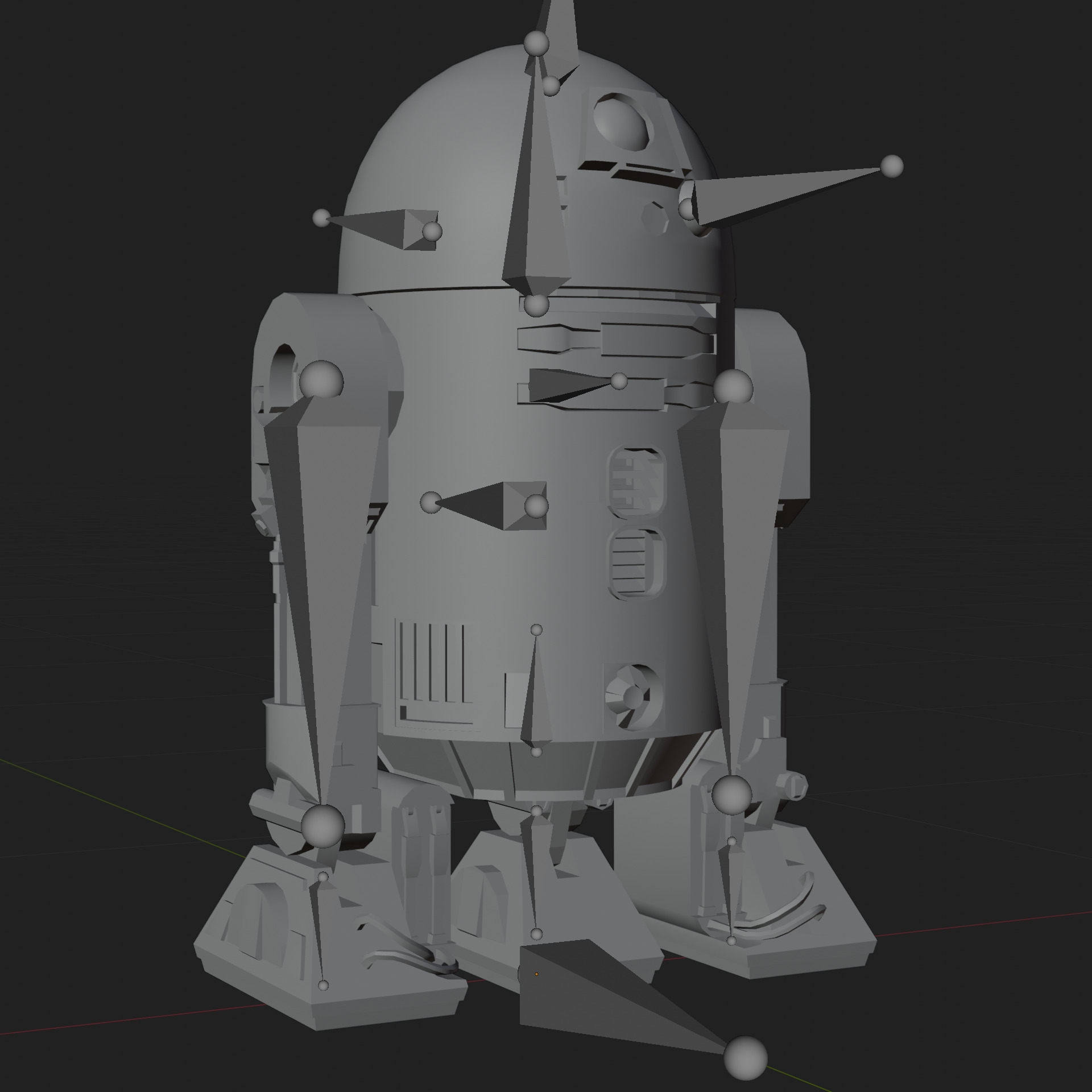 R2 D2 Star Wars 3D Model Rigged PBR Blender FBX OBJ Low-poly 3D model_6