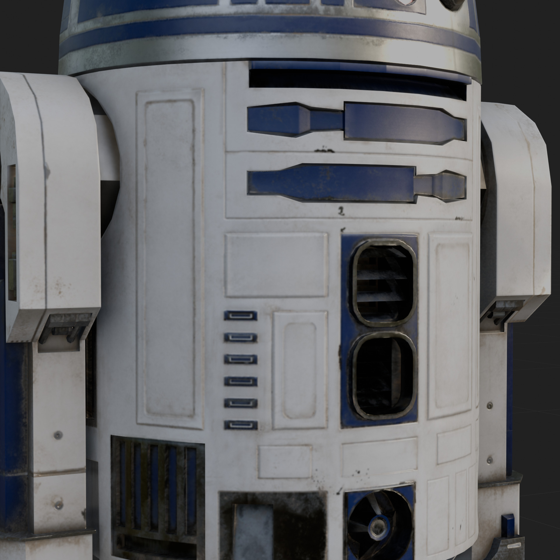 R2 D2 Star Wars 3D Model Rigged PBR Blender FBX OBJ Low-poly 3D model_4