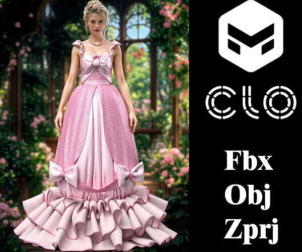 Cinderella pink dress 3D model