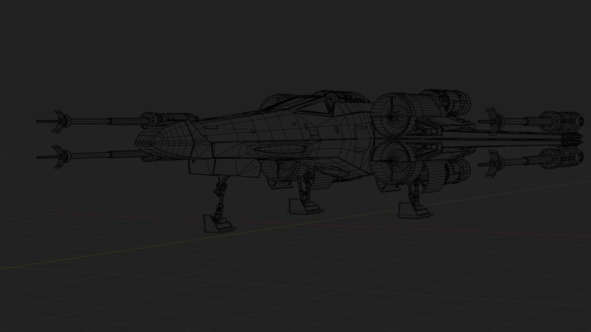 X Wing Starfighter 3D Model Star Wars PBR Blender FBX OBJ Low-poly 3D model_17