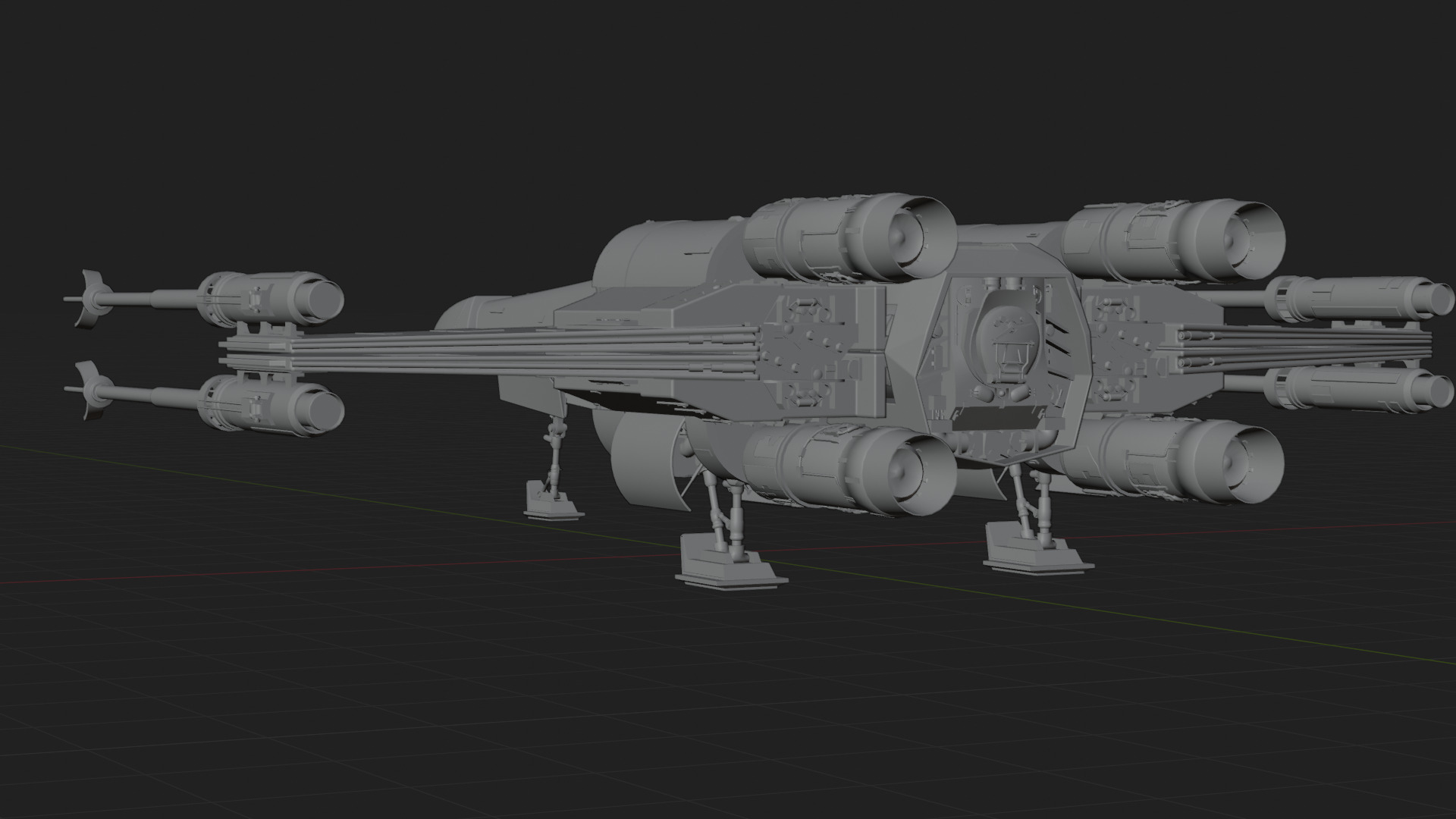 X Wing Starfighter 3D Model Star Wars PBR Blender FBX OBJ Low-poly 3D model_10
