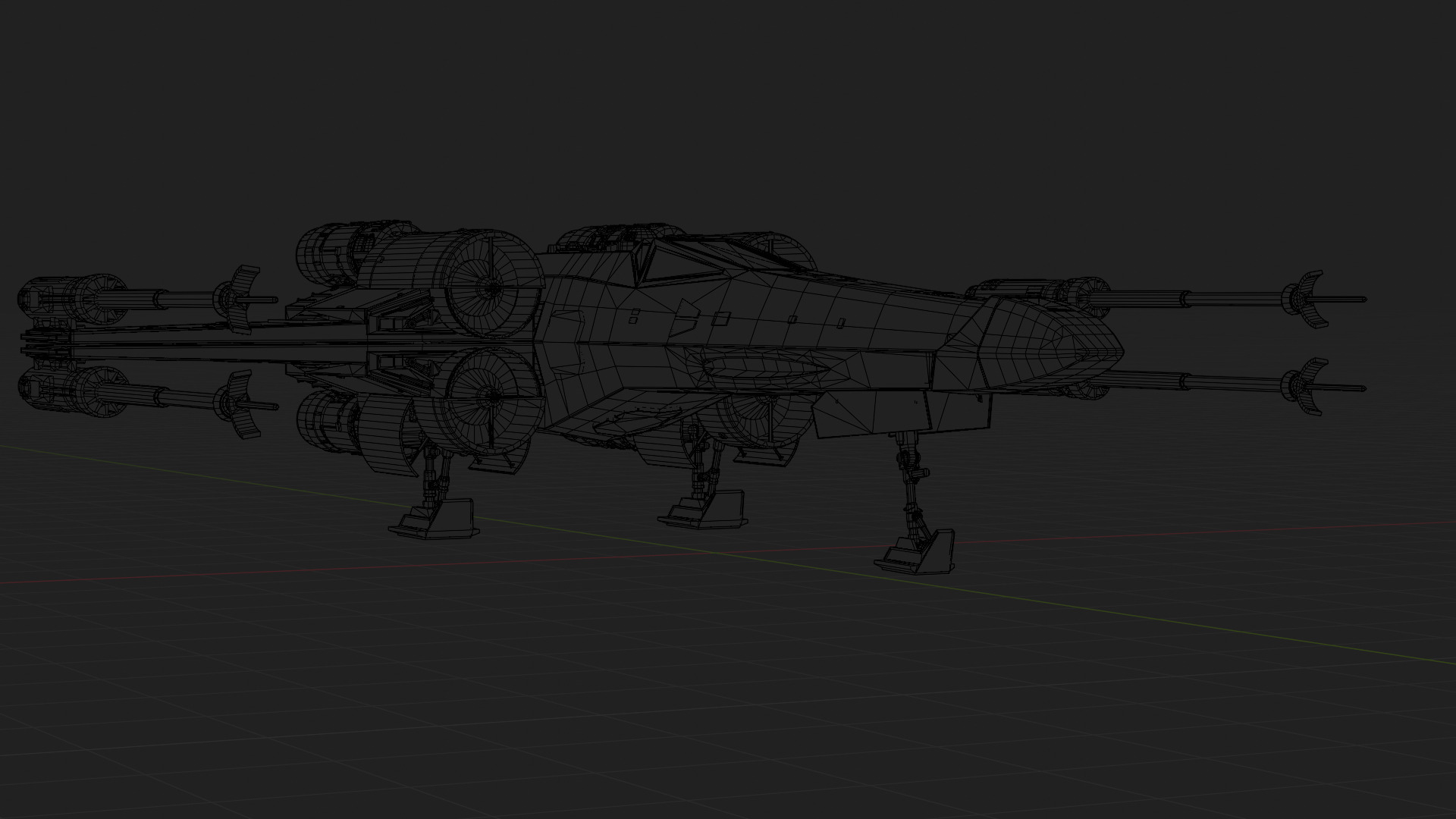 X Wing Starfighter 3D Model Star Wars PBR Blender FBX OBJ Low-poly 3D model_16
