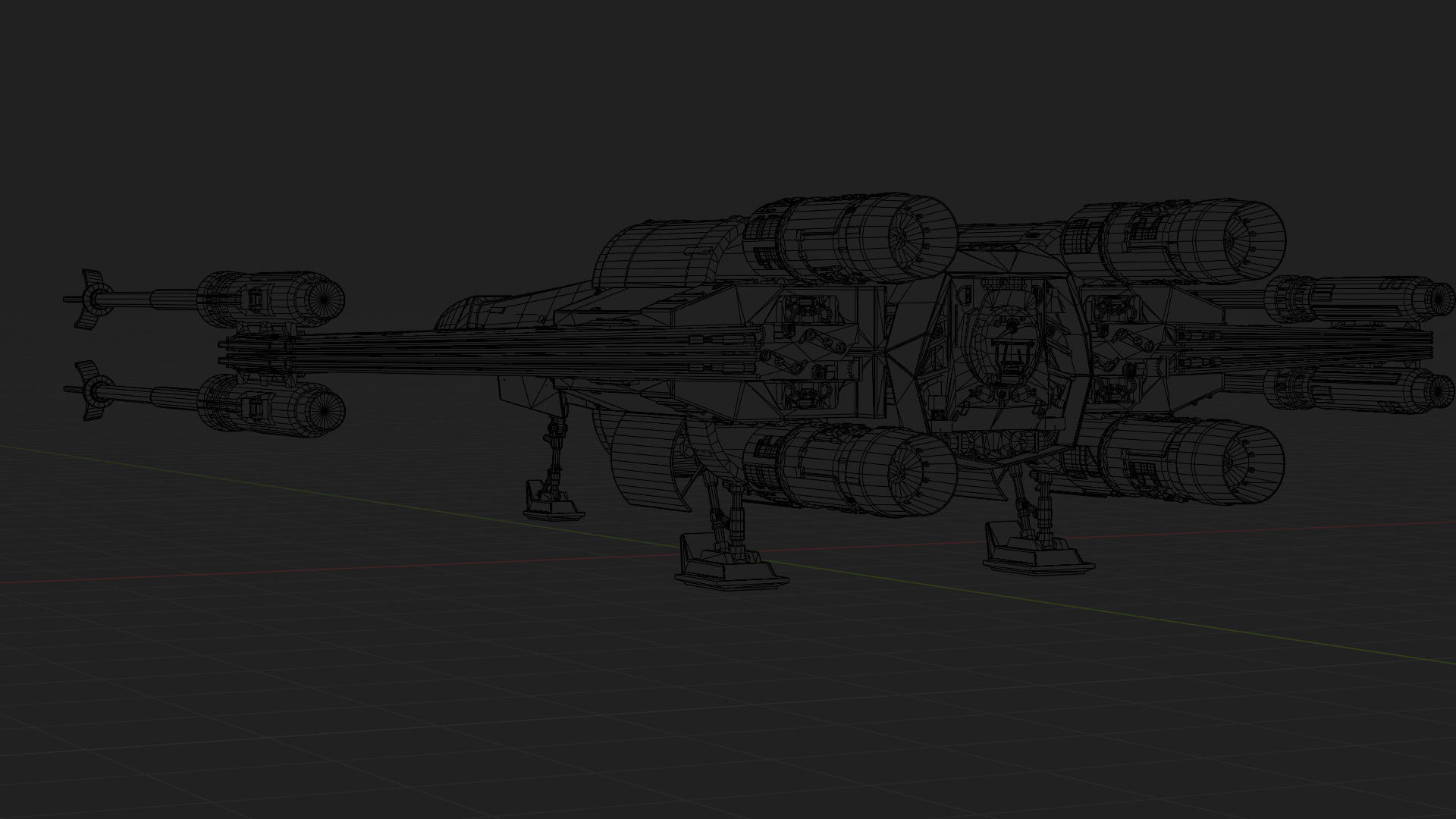 X Wing Starfighter 3D Model Star Wars PBR Blender FBX OBJ Low-poly 3D model_18