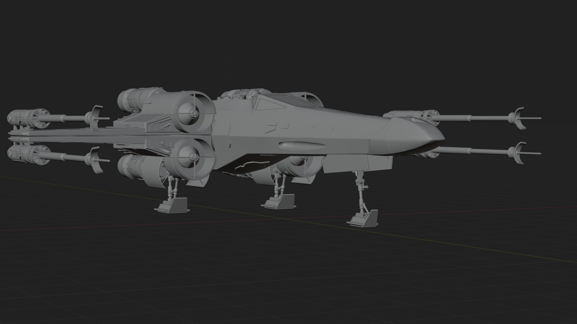 X Wing Starfighter 3D Model Star Wars PBR Blender FBX OBJ Low-poly 3D model_8