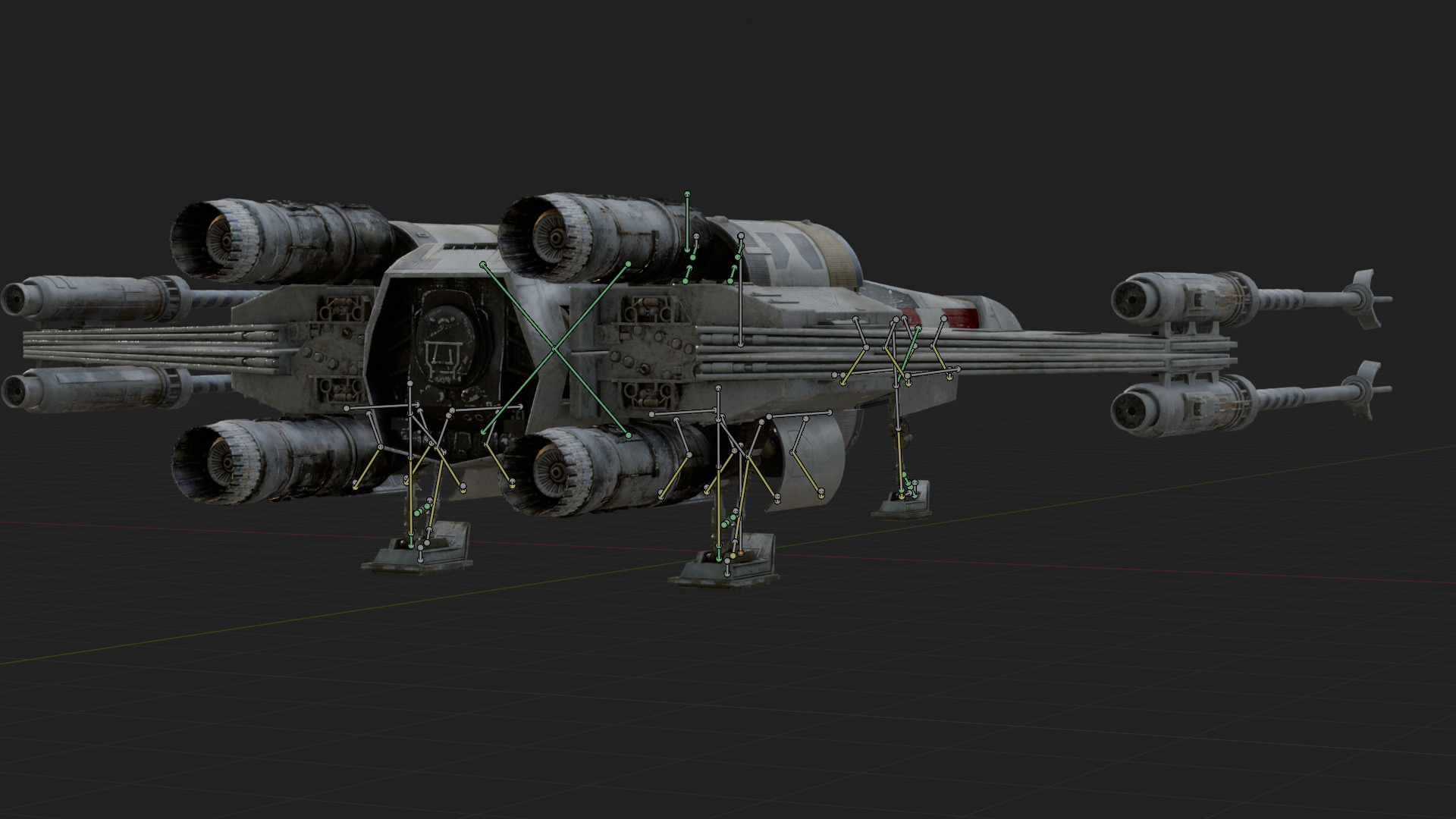 X Wing Starfighter 3D Model Star Wars PBR Blender FBX OBJ Low-poly 3D model_3