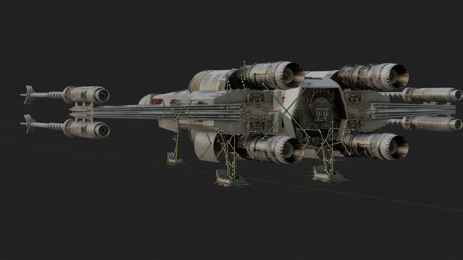 X Wing Starfighter 3D Model Star Wars PBR Blender FBX OBJ Low-poly 3D model_2