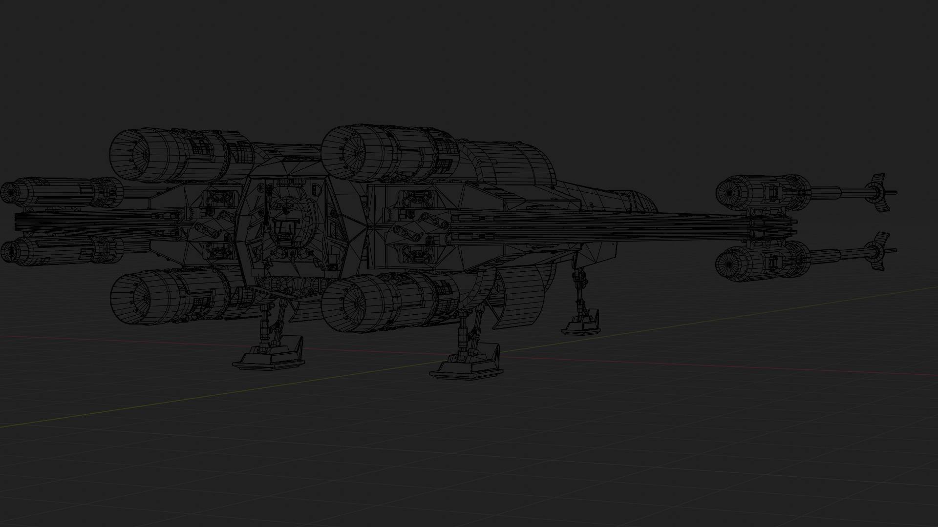 X Wing Starfighter 3D Model Star Wars PBR Blender FBX OBJ Low-poly 3D model_19