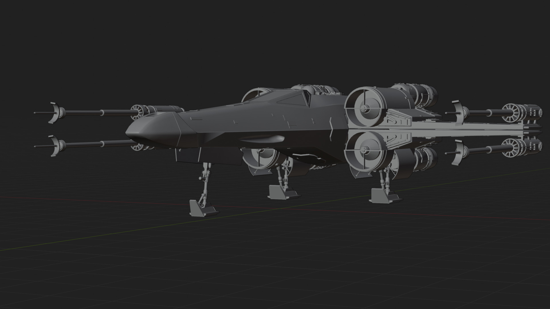 X Wing Starfighter 3D Model Star Wars PBR Blender FBX OBJ Low-poly 3D model_9