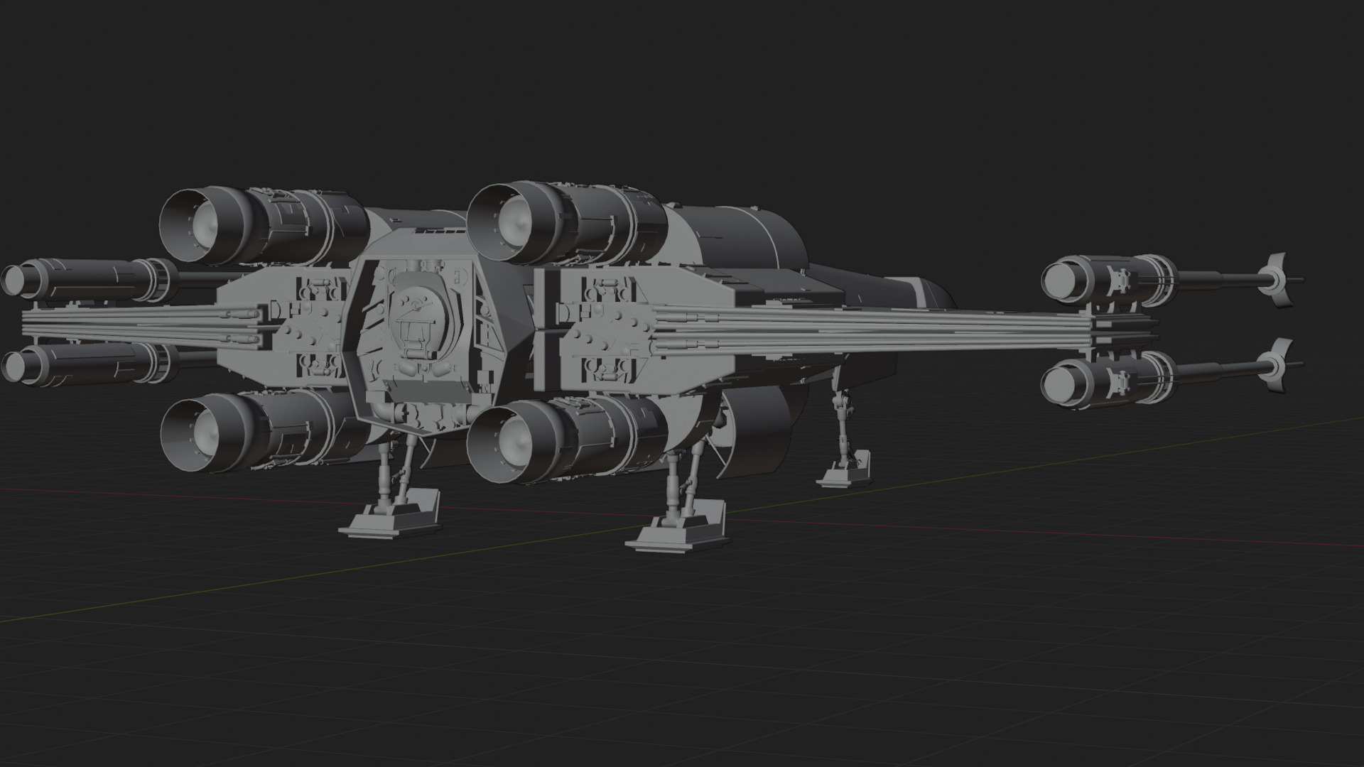 X Wing Starfighter 3D Model Star Wars PBR Blender FBX OBJ Low-poly 3D model_11