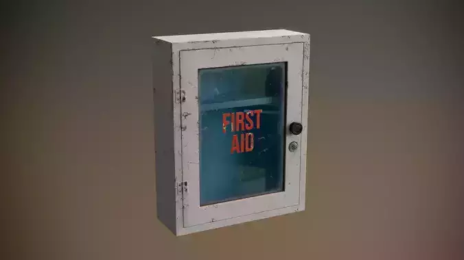 Glass Door First Aid Cabinet Low-poly 3D model