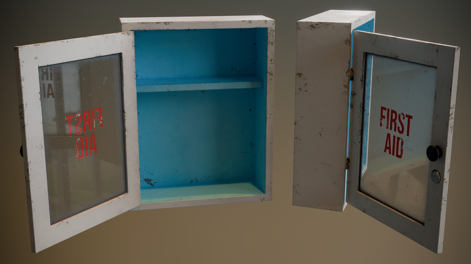 Glass Door First Aid Cabinet Low-poly 3D model_4
