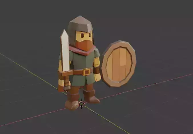 Guerrero Medieval Low Poly  Personaje 3D listo para videojuegos