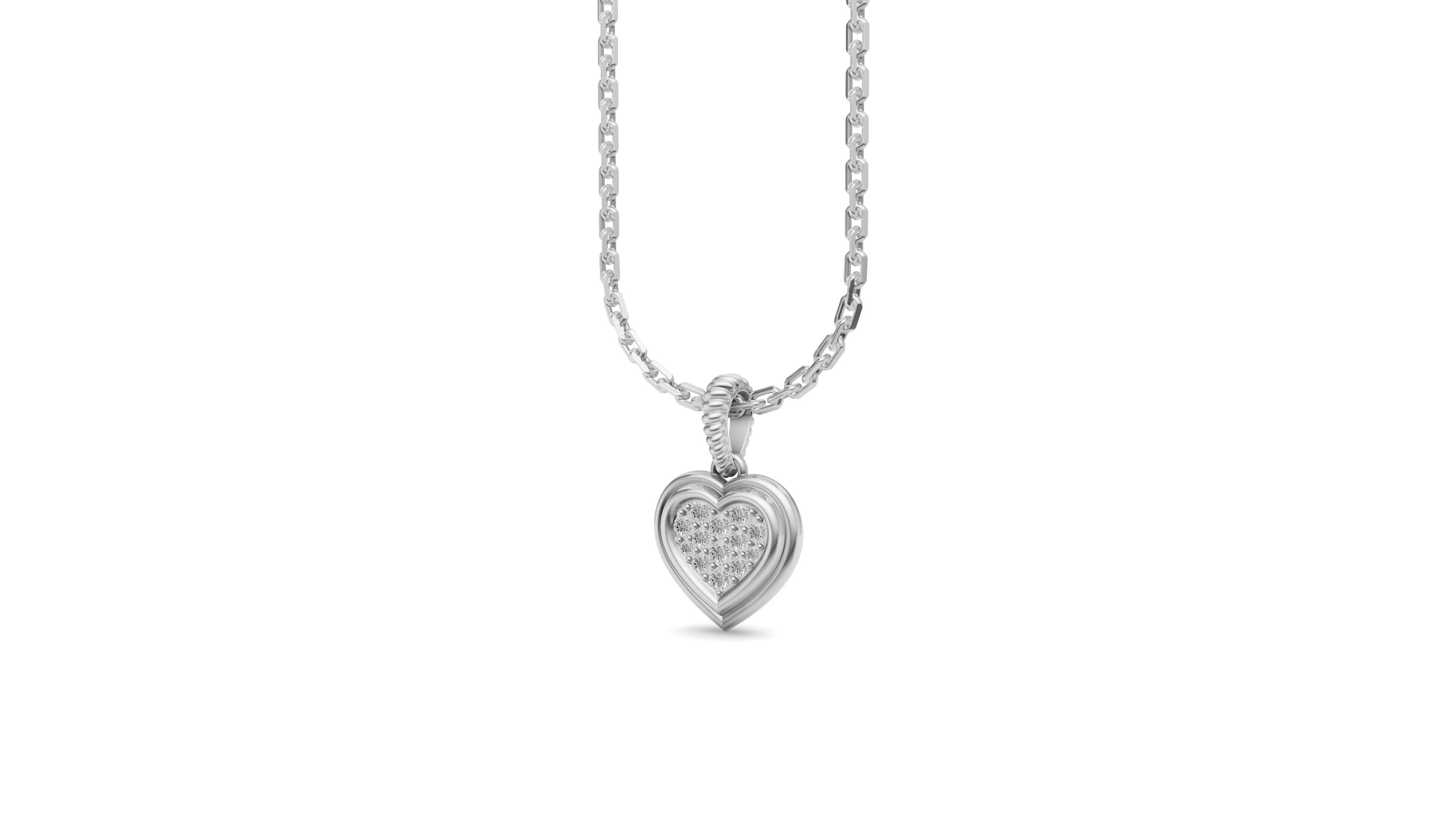 Heart Pendant with Diamond 3D print model_2