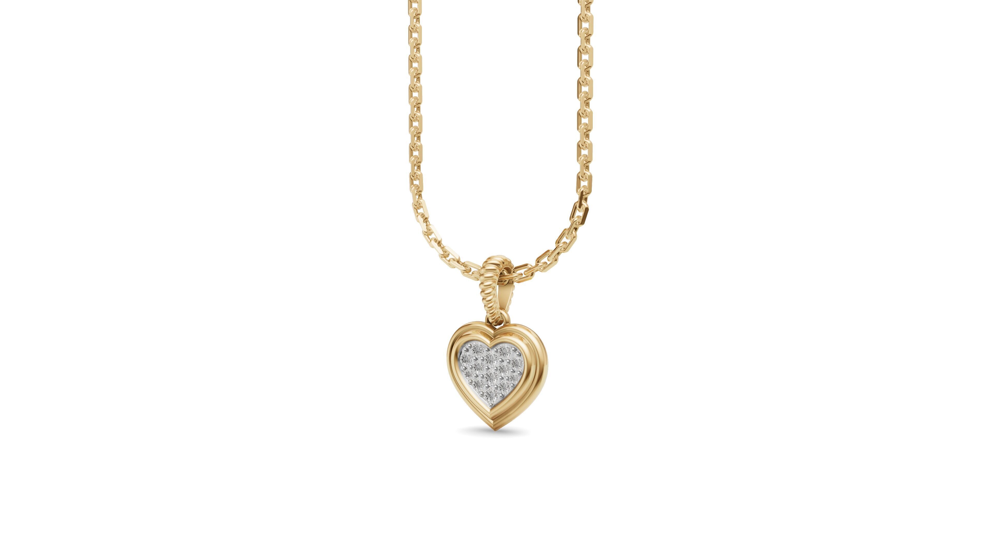 Heart Pendant with Diamond 3D print model_3
