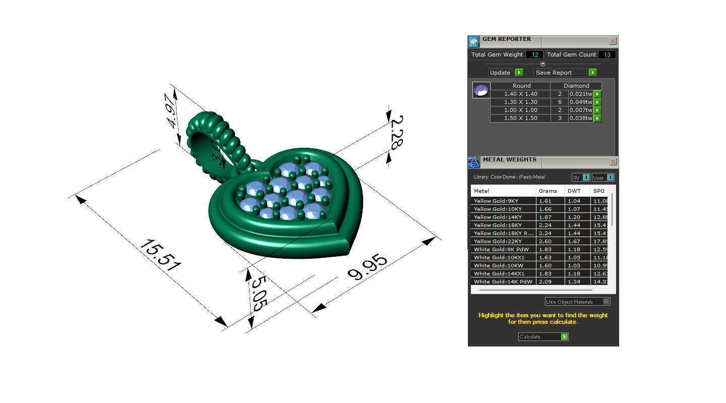 Heart Pendant with Diamond 3D print model_1