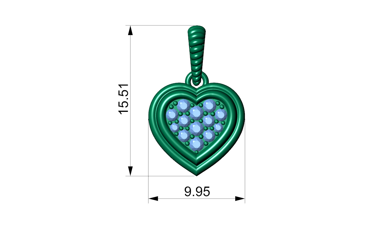 Heart Pendant with Diamond 3D print model_13