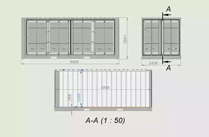 20ft Open Side Container Model 3D print model