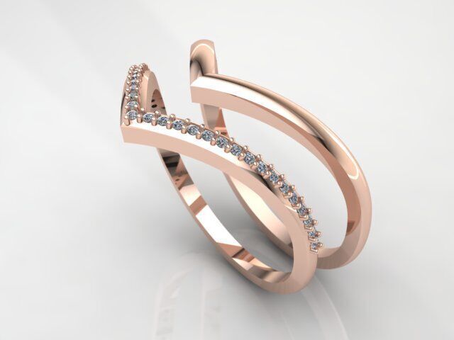 Modern Diamond Ring 3D print model_4