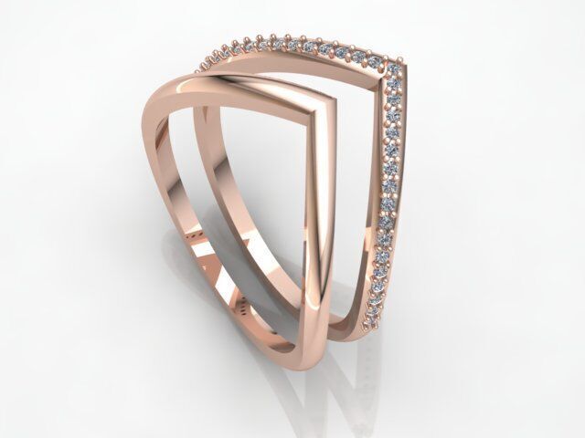 Modern Diamond Ring 3D print model_7