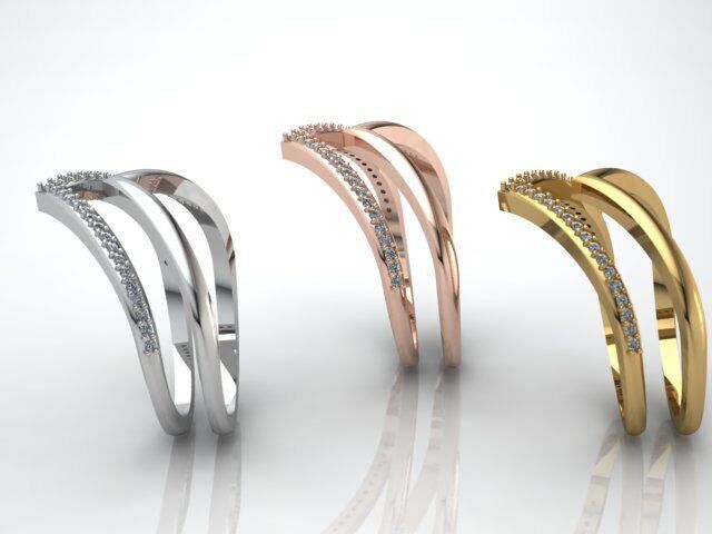 Modern Diamond Ring 3D print model_8