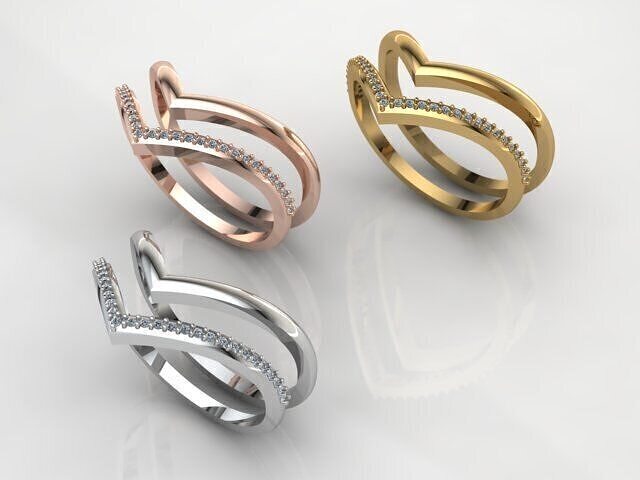 Modern Diamond Ring 3D print model