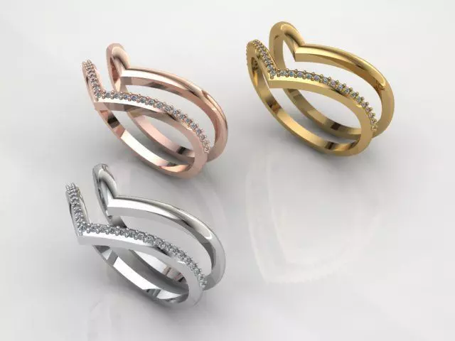 Modern Diamond Ring 3D print model_0