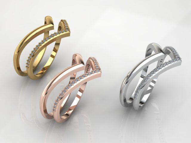 Modern Diamond Ring 3D print model_2