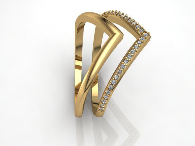 Modern Diamond Ring 3D print model_11