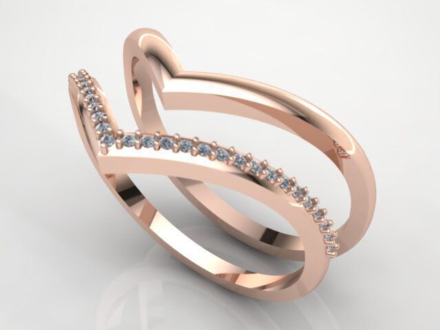 Modern Diamond Ring 3D print model_3