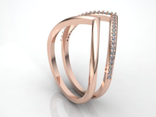 Modern Diamond Ring 3D print model_6