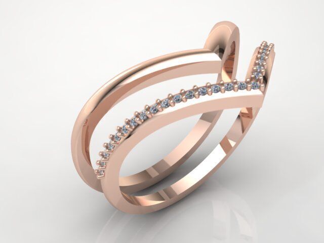 Modern Diamond Ring 3D print model_12