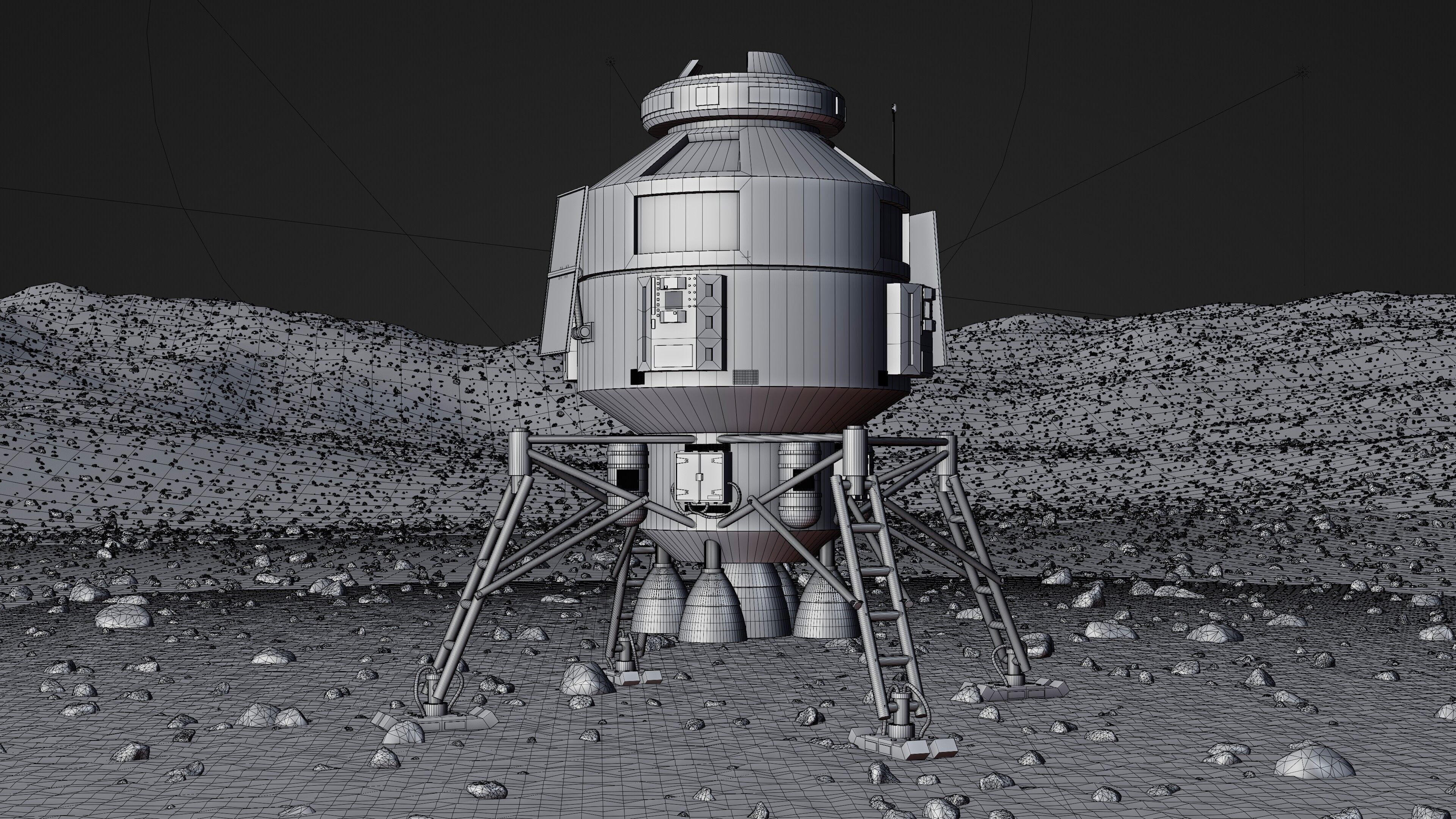Sci-Fi Lunar Lander 3D model_9