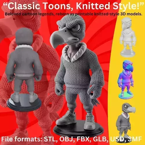 Knitted Bird Character  Stylized Designer Toy