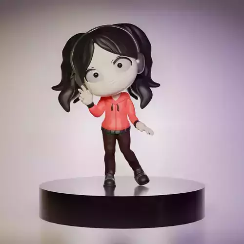 cute kawai anime character girl figurine for 3D printing